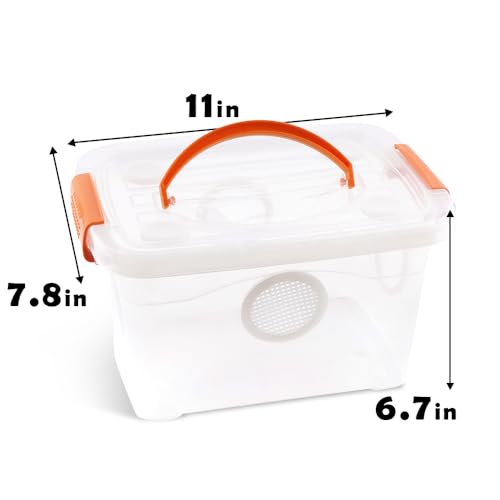 Reptile Feeding Box Snake Plastic Transparent Breeding Box Hatching Container for Small Reptile Bearded Gecko Dragon Lizard Spider Frog Scorpion