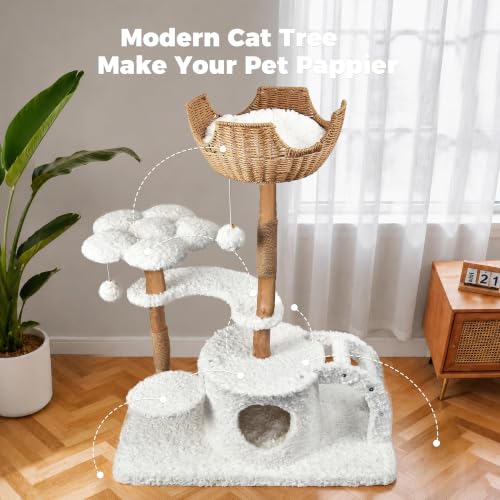 Modern Cat Tree (White / 45.6'')