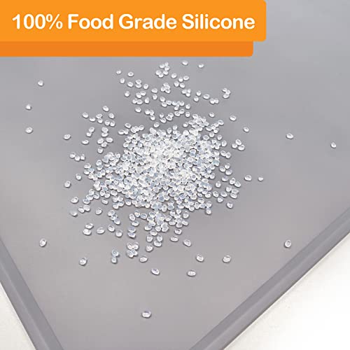 Pet Food Mat Pet Feeding Mat Silicone Placemat for Dog and Cat Food Water Bowl Dog Food Mats for Floors Non Slip Waterproof Anti (39.4"L x 29.5"W / Cool grey)
