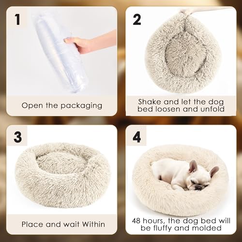Dog Beds Large Sized Dog and Cats (Light Brown / 32.0"L x 32.0"W x 8.0"Th)