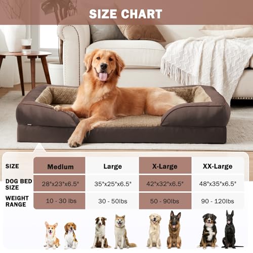 Orthopedic Dog Bed for Large Dogs (Dark Brown / L (35"x 25"x 6.5"))