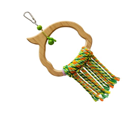 Wooden Bird Swing Toy with Rope Perch (colorful)