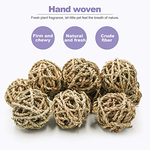 10 Pcs Small Animals Play Balls Rolling Activity Chew Toys Gnawing Treats for Rabbits Guinea Pigs Chinchilla Bunny Natural Balls (10Pcs)