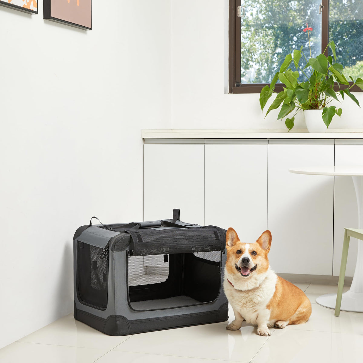 Portable Folding Soft Dog Crate (Grey / 26.0"L x 18.0"W x 18.0"H)