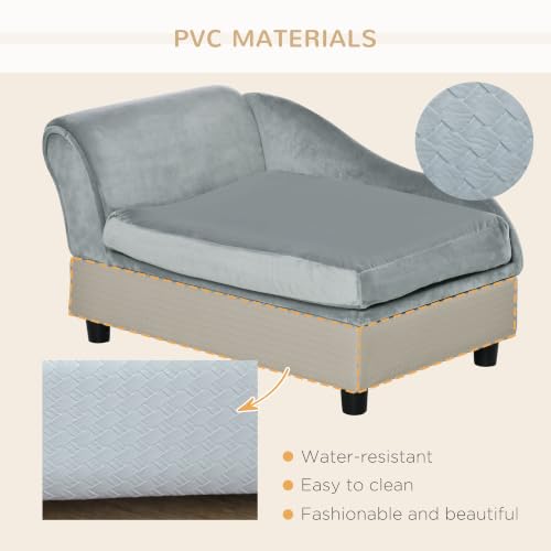 Luxury Fancy Dog Couch with Hidden Storage for Puppies (Light Gray)