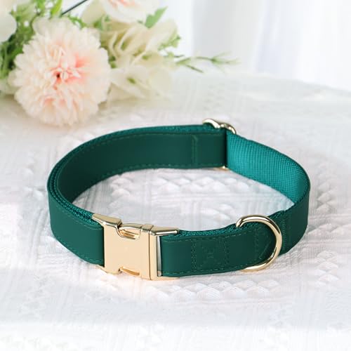 Soft PU Leather Dog Collar (L: Fit 16-27" Neck(55-110 lbs) / Christmas Green)