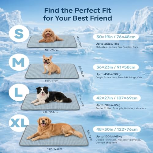 Summer Dog Cooling Mat for Large Dogs (Blue / 48"L x 30"W(X-Large))
