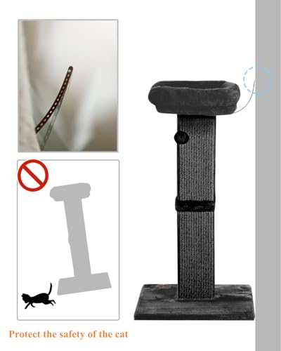 32" Cat Scratching Post with Perch for Indoor Cats Adults (Black)