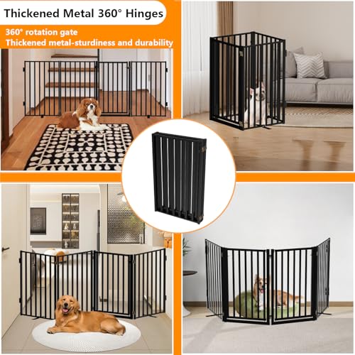 Free Standing Dog Gate with Door for Indoor Outdoor (32" 4 Panels)