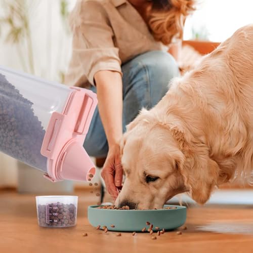 2 Pack 2.5lb Pet Food Storage Container with Measuring Cup (pink & pink)