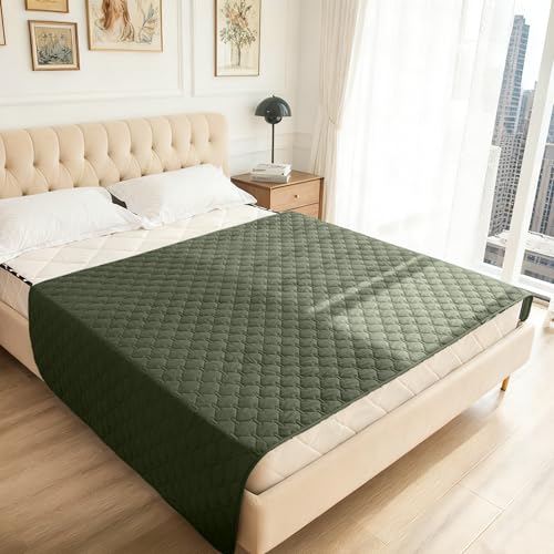 Waterproof Pet Blanket for Bed (52x82 Inch (Pack of 1) / Dark Olive/Light Olive)