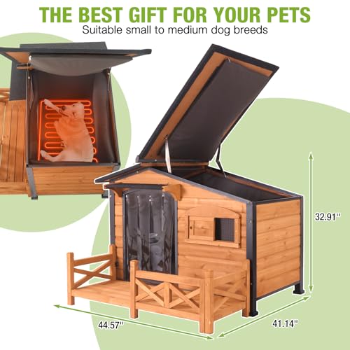 Heated Dog House Outdoor Dog Kennel with Safe Heated Pad