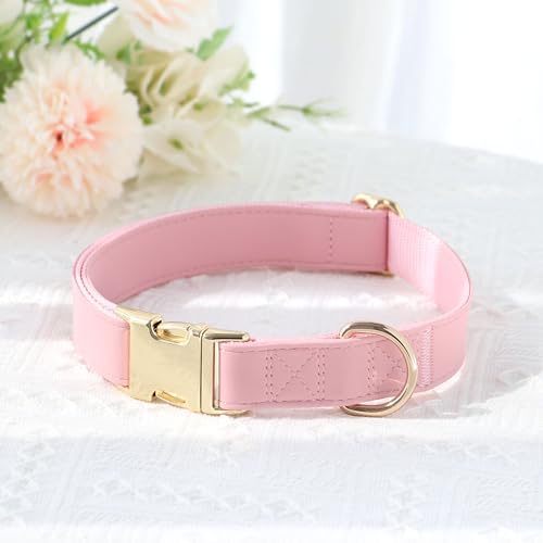 Soft PU Leather Dog Collar (S: Fit 9-14" Neck(10-20 lbs) / Pink)