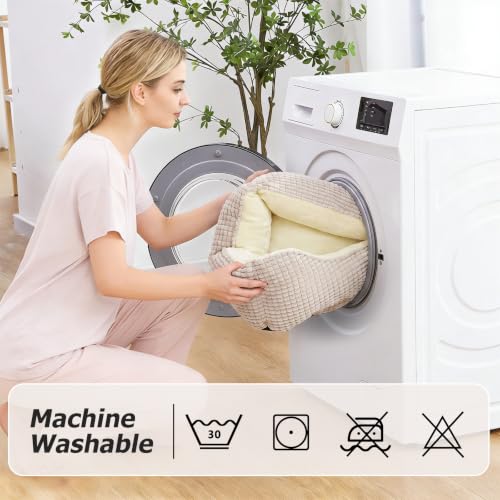 Dog Beds for Medium Dogs Washable (Ivory Beige / M(25’’x 21’’x 8’’))