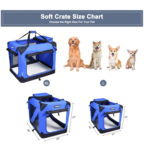 3 Door Soft Dog Crates Kennel (5-Blue)