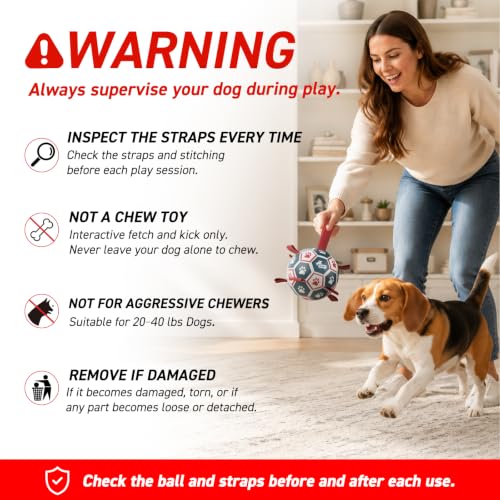 Dog Balls 6 Inch Dog Soccer Ball with Straps (Red-Blue / Medium Size 2 (6 Inch))