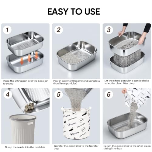 Stainless Steel Sifting Litter Box with Lid (X-Large / 23 * 16.5 * 16.5 inch - Top Entry)