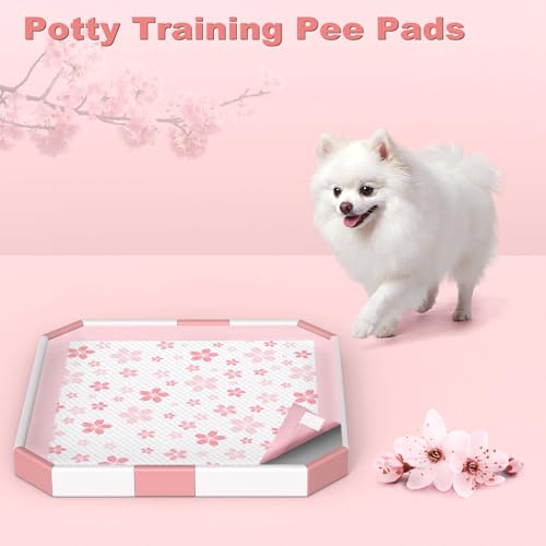 Pink Puppy Pads with Adhesive Tabs Wee Wee Pads for Dogs 22x22in 30Ct (22x22in | 30Ct-Pink)