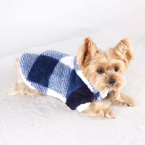 Dog Sweaters for Small Dogs (XX-Small (Chest 10 in) / Blue Plaid)