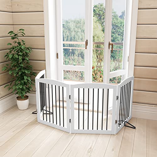 Freestanding Pet Gate for Dogs (24" Height-4 Panel / White & Black)