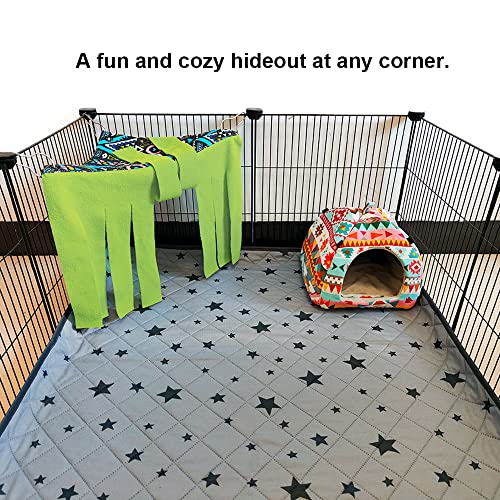 Guinea Pig Hideout Hideaway Corner Fleece Toys Cage Accessories (Green+Green)