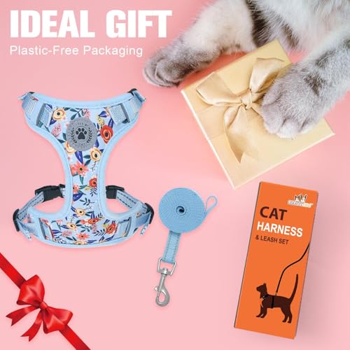 Cat Harness and Leash Set (Blue / M (Chest: 12 - 19"))