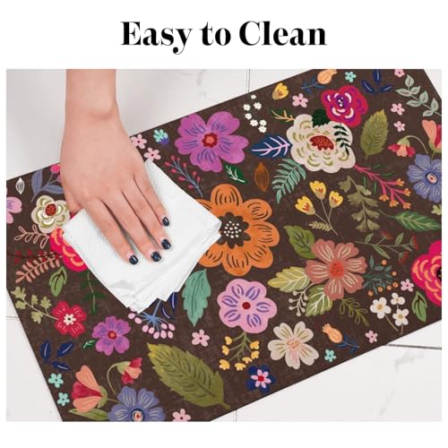 Dog Food Mats for Floors Absorbent (Brown / 30"L x 17"W)