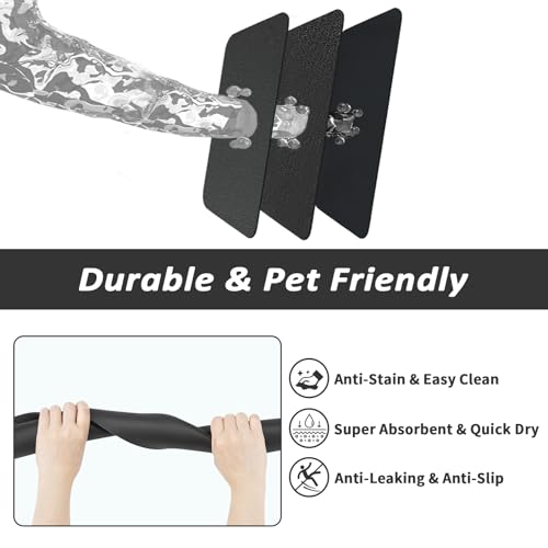 Dog Food Mat Absorbent Cat Mat for Food and Water (Black / 24"L x 16"W)