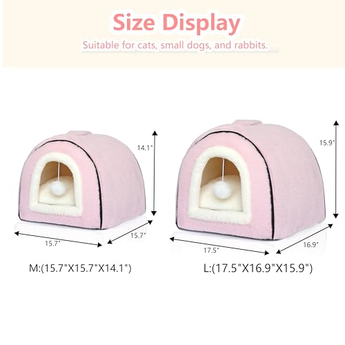 Cat Bed for Indoor Cats (Pink / M:(15.7"×15.7"×14.1"))