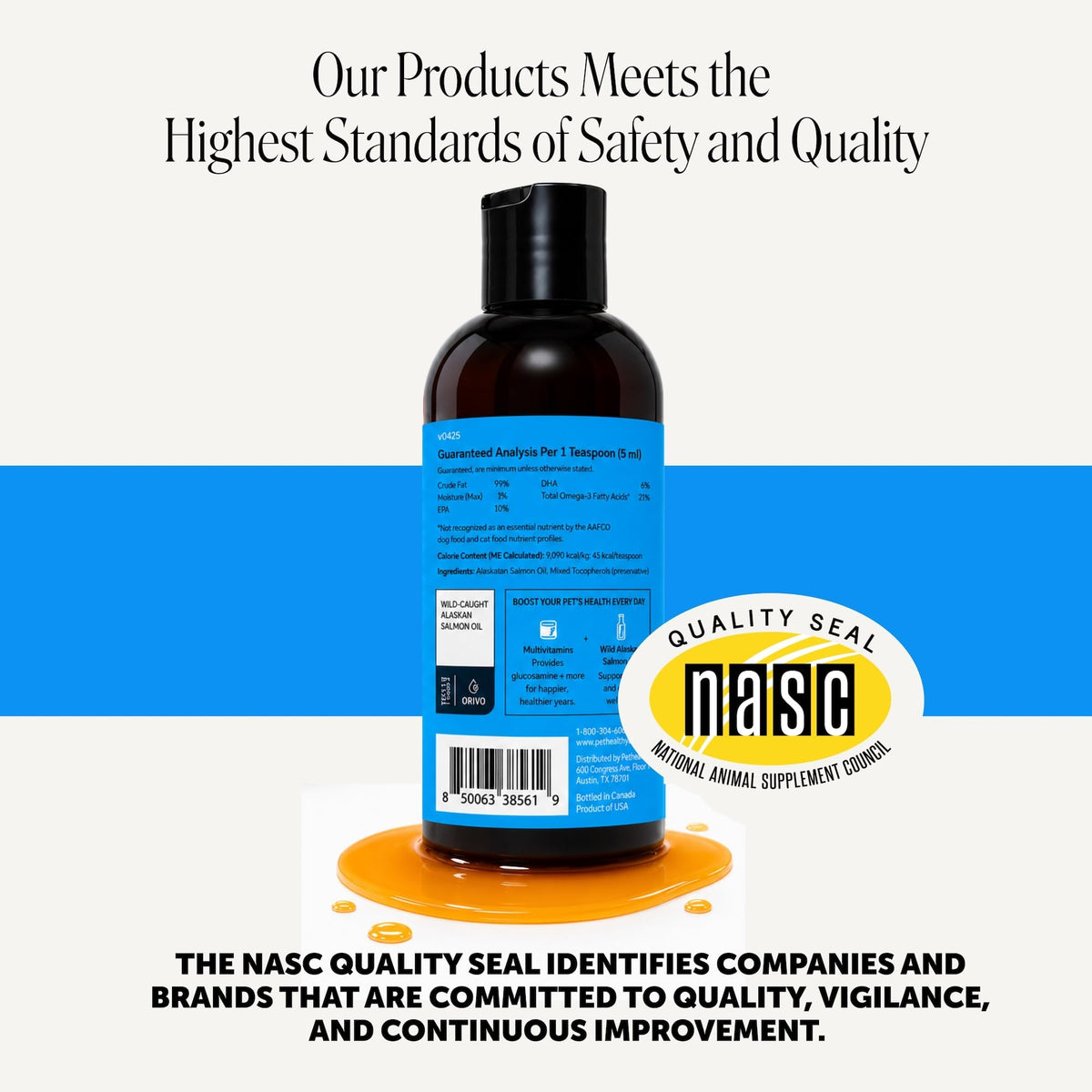 Vet Recommended Salmon Oil for Dogs and Cats (8 Fl Oz)