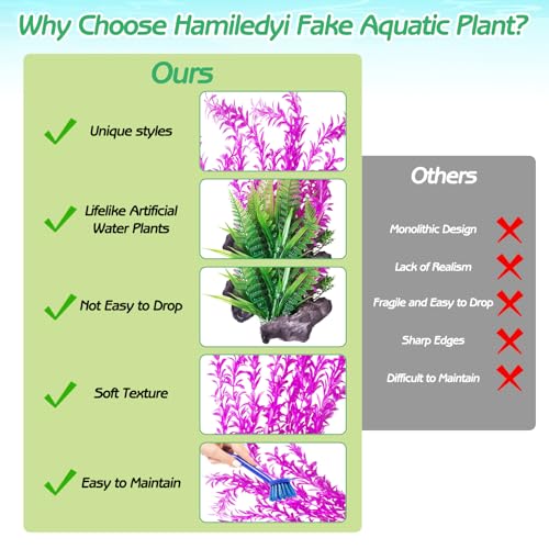Aquarium Plastic Plants Aquarium Decor Artificial Fish Tank Plants Lifelike Tall Fish Tank Decorations Aquarium Plant Suitable for Saltwater and Freshwater 15.7in 2pcs (E*2 Pcs / 15.7 in)