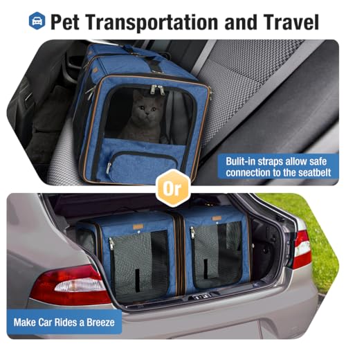 Large Cat Carrier for 2 Cats (Blue)