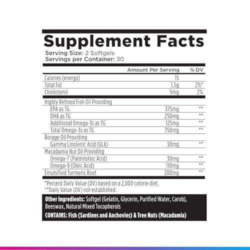 Omega 3 6 7 9 Plus Turmeric Curcumin Supplement