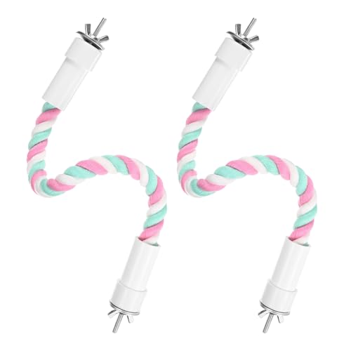 2 Pack Rope Perches for Bird Cages (Pink Cyan / 13.8 in)