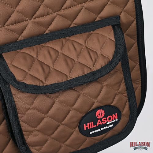 Western Horse Luxury Quilted Saddle Pads with Pockets (Brown)