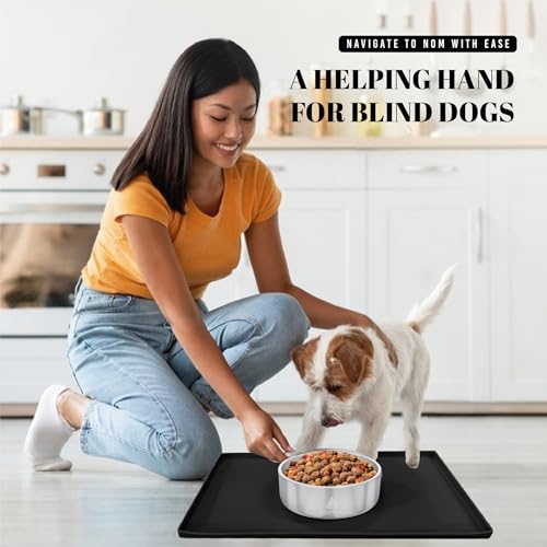 18x10 Waterproof Silicone Dog Food Mat (Black / 18" x 10")
