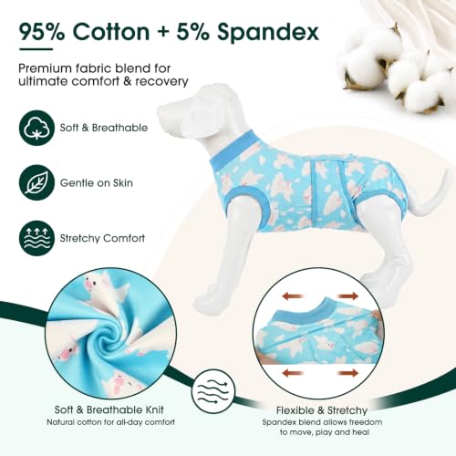 Recovery Suit for Dogs Cats (Large (Back:16.1-20.1'', Weight:23-48 Lb) / Cloud Piglet)