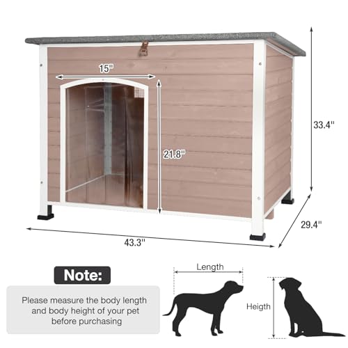 43.3’’ Large Dog House Outdoor Weatherproof Dog Kennel with Upgraded Thickened Metal Frame (Dog House)