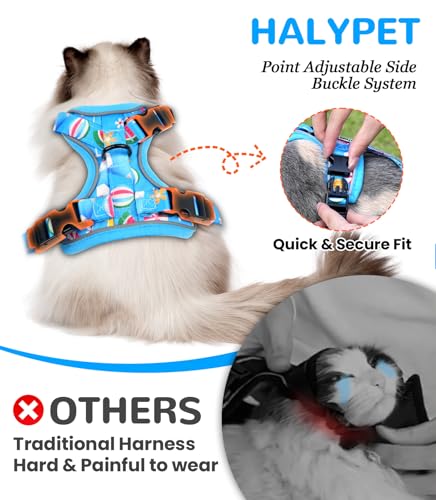 Cat Harness and Leash Set (H604 Pro Ocean Blue / Small (7-12lb))