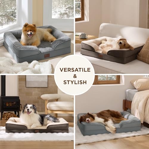 Self Warming Orthopedic Dog Bed Medium Size Dogs Washable Original (Self Warming-Brown / 28"l X 23"w X 6.5"th)