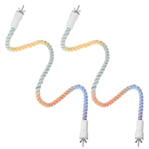 2 Pack Rope Perches for Bird Cages (Pink Blue / 31.5 in)