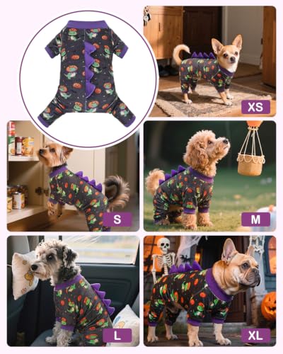 Dinosaur Costume Halloween Dog Pajamas (X-Small / Halloween Pumpkin Dino)