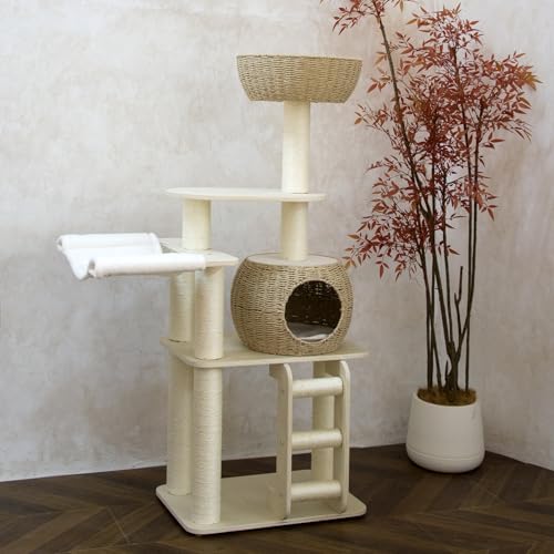 54 Inch Cat Tree for Indoor Cats (22.8"L x 15.4"W x 54"H)