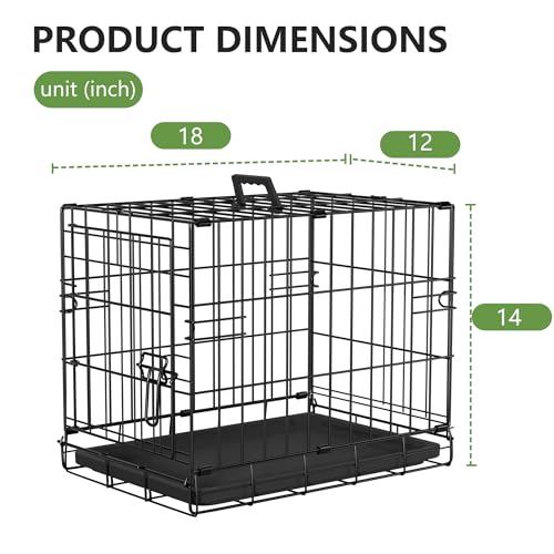 18" Foldable Metal Dog Crate (Dark Black)