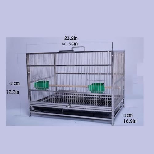 Large Stainless Steel Bird Cage for Parrots with Removable Tray (H45CM)