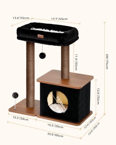Small Cat Tree for Indoor Kittens (Walnut Finish / Medium)