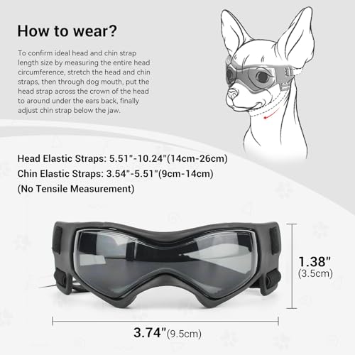 XS Dog Goggles for Extra Small Breed UV (X-Small / Black)