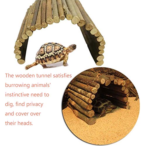 2 PCS Extra Large Wooden Reptile Hideout Bearded Dragon Bendy Bridge Climbing Ladder Hiding Hut Reptiles Hide Cave Habitat Decor for Lizards Gecko Spiders Snakes Tortoise