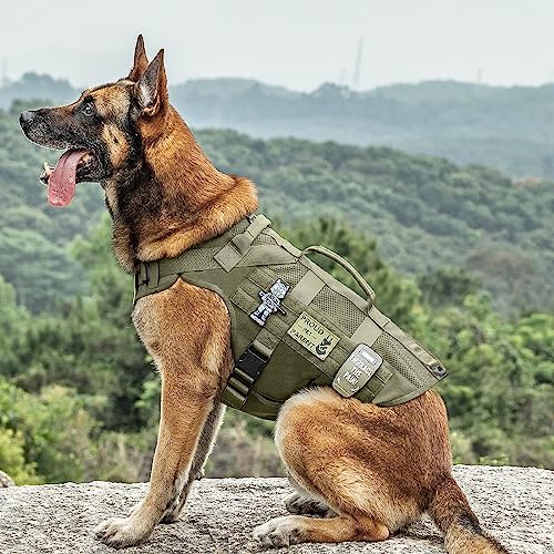No Pull Tactical Dog Harness for Medium Dogs (Green / L)