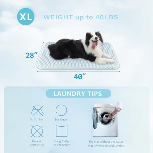 Pet Cooling Mat & Sleeping Pad (40" x 28" / BlueWhite)